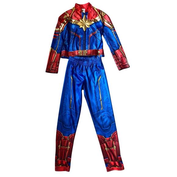 Disney Store Captain Marvel Costume Kids 5 6 Brie Larson Avengers Endgame Outfit - Picture 8 of 11
